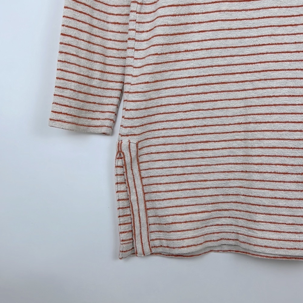 J. Jill Woman’s Sweater Knit Pullover Long Sleeve Tan And Orange Stripe … - Picture 3 of 10